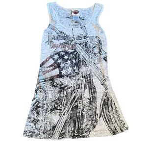 Harley Davidson Size S Studded Burnout‎ Tank Top Red White Blue Americana Biker